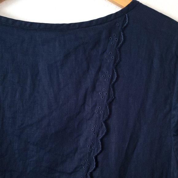 Ann Taylor Navy Linen Top - sz 14 - Picture 9 of 12